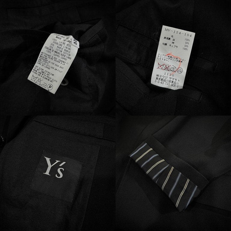 Y's for men ウールギャバジン袖裏ストライプ3Bテーラードジャケット ブレザー ブルゾン コート アウター Archive Yohji Yamamoto Pour Homme ヨウジヤマモトプールオム ワイズフォーメン メンズ