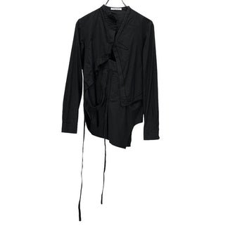 hussein chalayan コットンブロード再構築ノーカラーカットオフアシンメトリーシャツ ブラウス トップス Archive 90s 00s フセインチャラヤン レディース