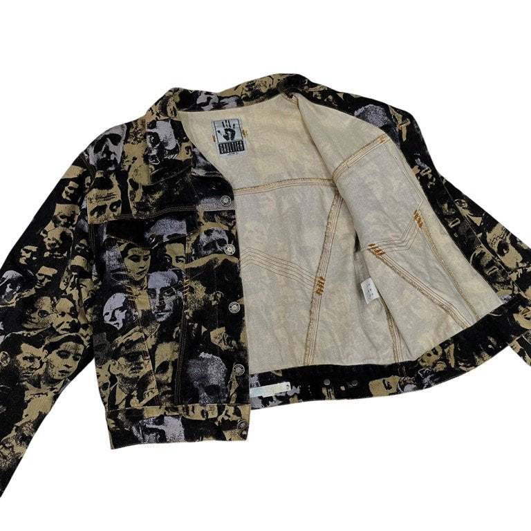 Jean Paul GAULTIER JEAN'S 92AW FACE PRINTED DENIM TRUCKER JACKET フェイスプリントデニムトラッカージャケット Archive 90s JPG 総柄 ブルゾン コート アウター ジャンポールゴルチエ ゴルチェ メンズ