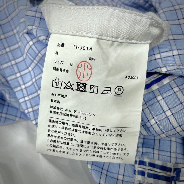 tao COMME des GARCONS 22SS マルチチェック切替丸襟チャイナシャツ ラウンドカラー 釈迦ボタン ブラウス トップス タオ コムデギャルソン レディース