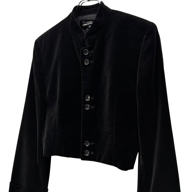 tricot COMME des GARCONS 91AW ベロア6Bマオカラーショートジャケット Archive ChicPunk シックパンク 80s テーラード スタンドカラー 初期 CdG コムデギャルソン レディース