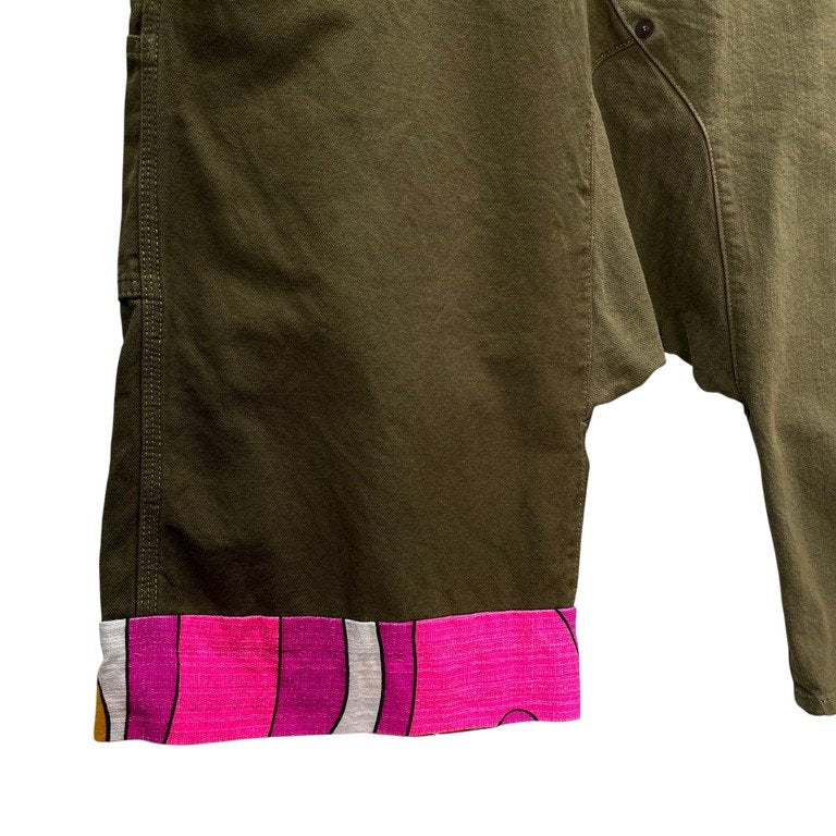 GANRYU 13SS ヴィンテージディテールアシンメトリーコットンクロップドサルエルパンツ ボトムス 股リベット オフセットベルトループ ペインター Archive COMME des GARCONS ガンリュウ コムデギャルソン メンズ