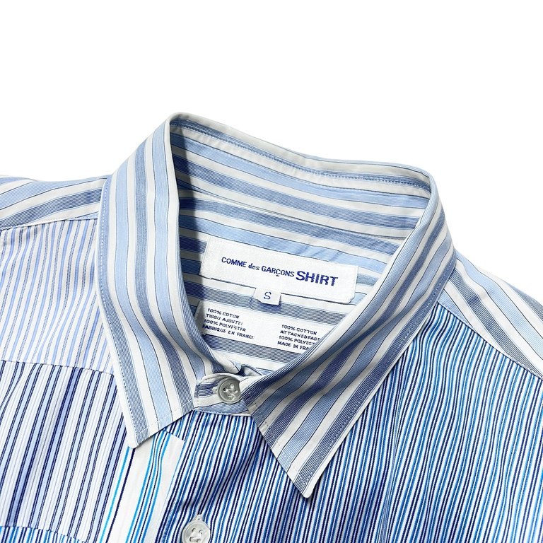 COMME des GARCONS SHIRT マルチストライプメッシュカモフラージュパッチワークシャツ ブラウス トップス 半袖 迷彩 Archive コムデギャルソンシャツ メンズ