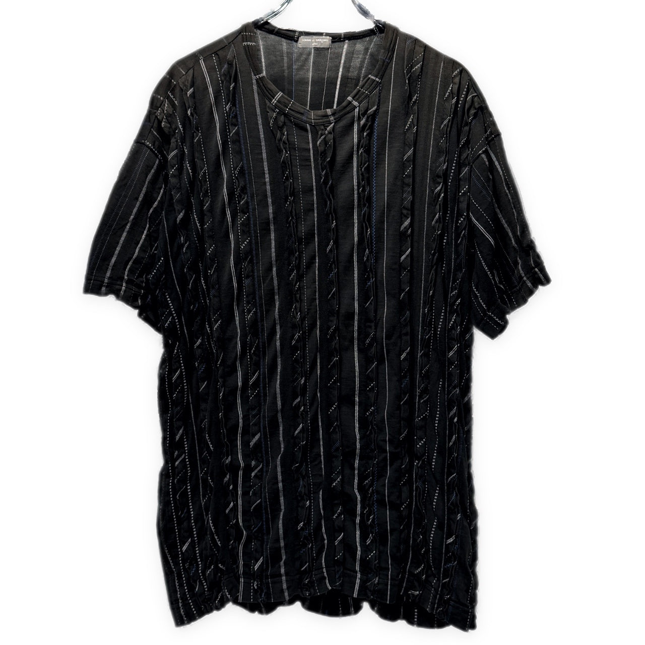 COMME des GARCONS HOMME 割り縫いフリルデザインストライプクルーネックTシャツ カットソー Archive 90s Tee T-shirt トップス 半袖 コムデギャルソンオム メンズ