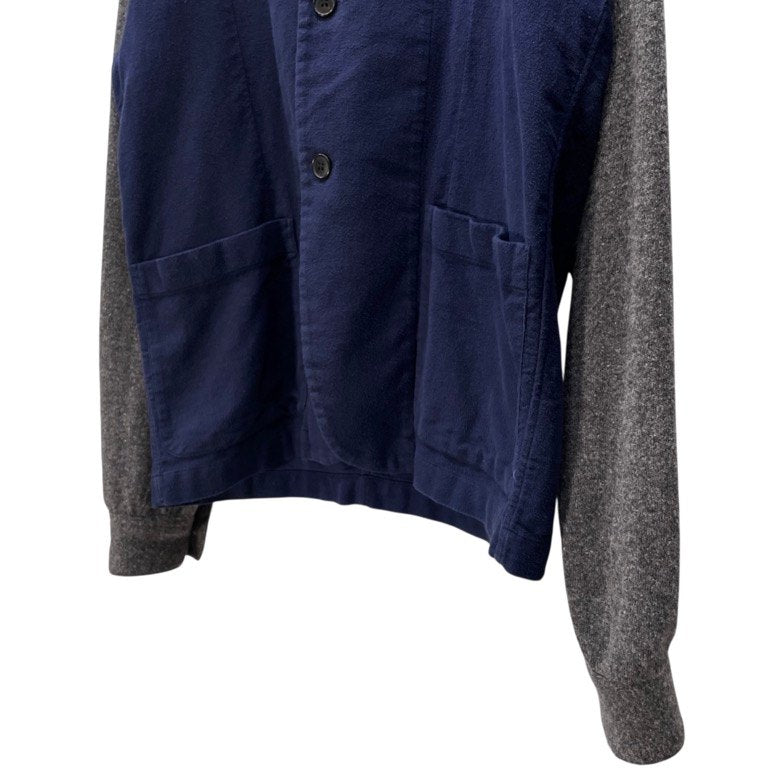 COMME des GARCONS SHIRT コットンフランネル袖ニット切替ツートーンシャツジャケット バイカラー ブルゾン コート アウター Archive 90s コムデギャルソン メンズ