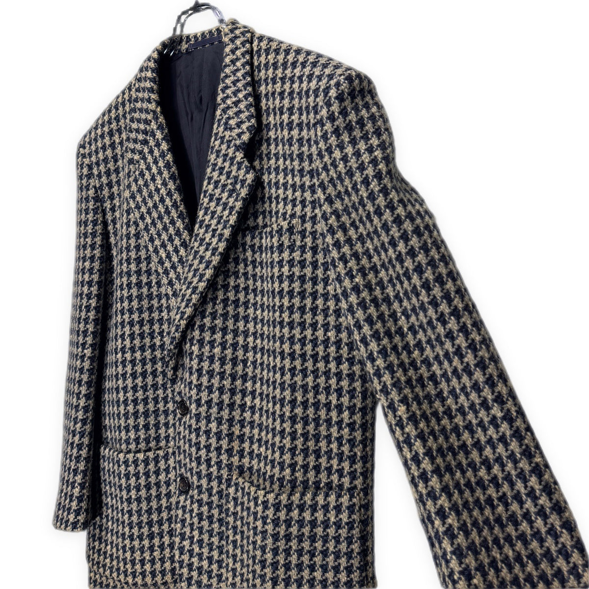 COMME des GARCONS HOMME 90AW ウールツイード千鳥格子柄2Bボックスシルエットテーラードジャケット ブレザー ブルゾン コート アウター Archive 90s コムデギャルソンオム メンズ