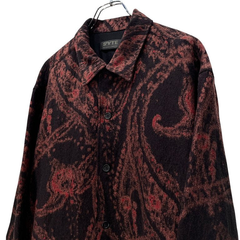 S'YTE Yohji Yamamoto 23AW PAISLEY PATTERN JACQUARD OPEN COLLAR COAT ペイズリージャカードオープンカラーロングコート 開襟 ジャケット ブルゾン アウター 総柄 サイト ヨウジヤマモト メンズ レディース ユニセックス