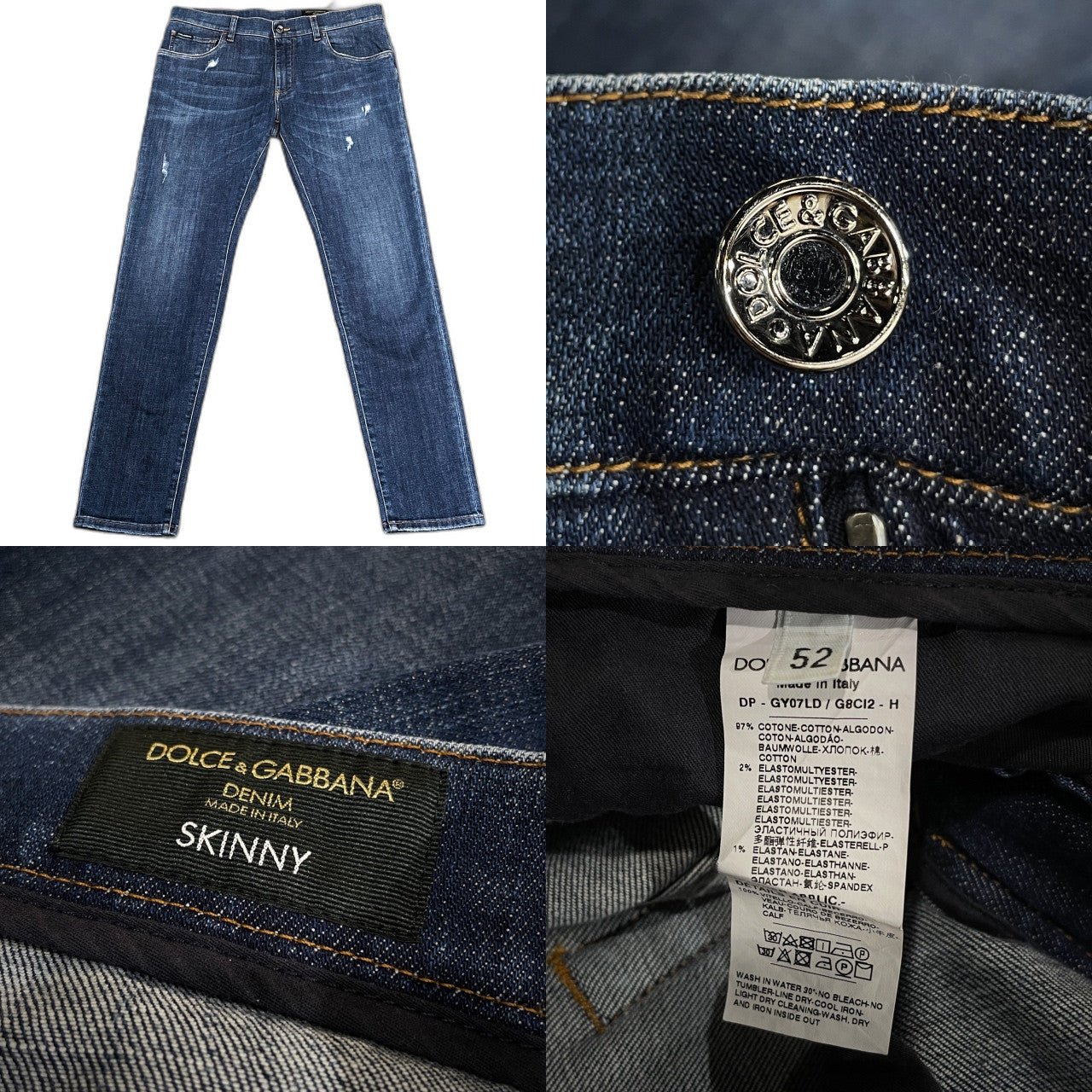 DOLCE&GABBANA Bring Me To the Moon アートプリントバックポケットダメージ加工スキニーデニムパンツ ジーンズ D&G ボトムス SKINNY ドルチェアンドガッバーナ メンズ