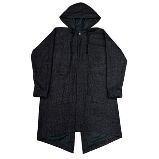 JAN-JAN VAN ESSCHE 霜降りウールリネン着物スリーブフーデッドロングコート フード リブ ベンチレーション KIMONO ヤンヤンヴァンエシュ メンズ レディース ユニセックス