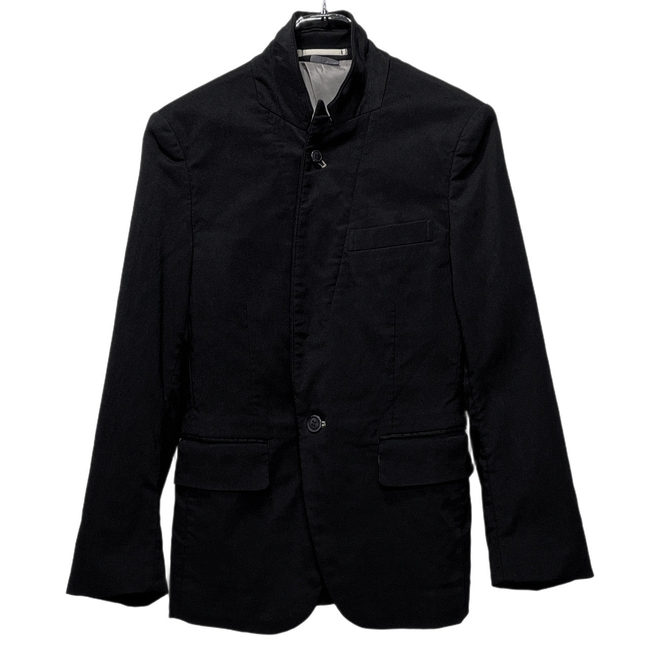 COMME des GARCONS HOMME PLUS 08SS ストレッチナイロンツイル製品染めナローピークドラペル1Bテーラードジャケット ブレザー アウター Archive Super Imposition スーパーインポジション コムデギャルソンオムプリュス メンズ