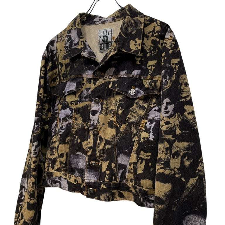 Jean Paul GAULTIER JEAN'S 92AW FACE PRINTED DENIM TRUCKER JACKET フェイスプリントデニムトラッカージャケット Archive 90s JPG 総柄 ブルゾン コート アウター ジャンポールゴルチエ ゴルチェ メンズ