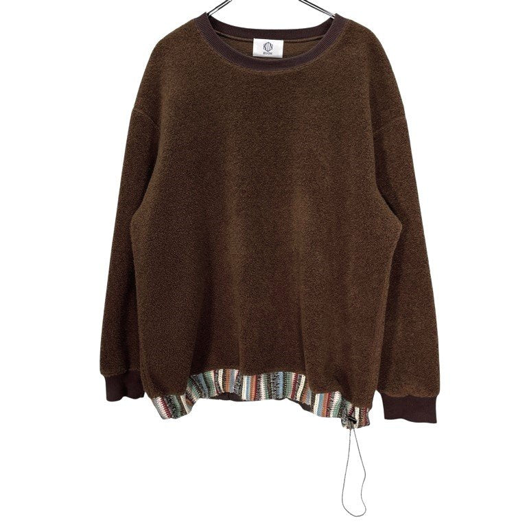 KUON 19AW SAKIORI CREW PULLOVER クルーネック裂織リブドッキングボアフリーススウェットシャツ トップス クオン メンズ