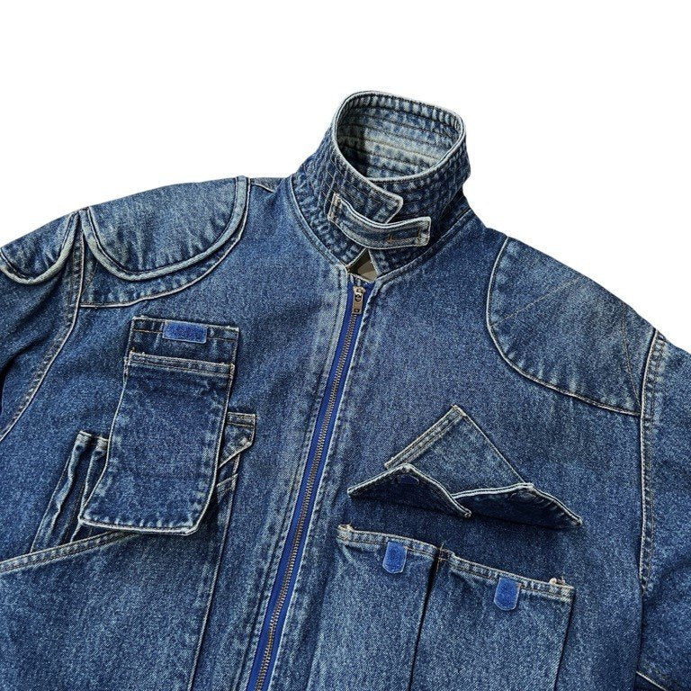 KATHARINE HAMNETT 86AW DENIM CARGO BOMBER JACKET デニムカーゴボンバージャケット ブルゾン コート アウター Archive 80s 90s 希少 初期 OLD VINTAGE レア キャサリンハムネット メンズ