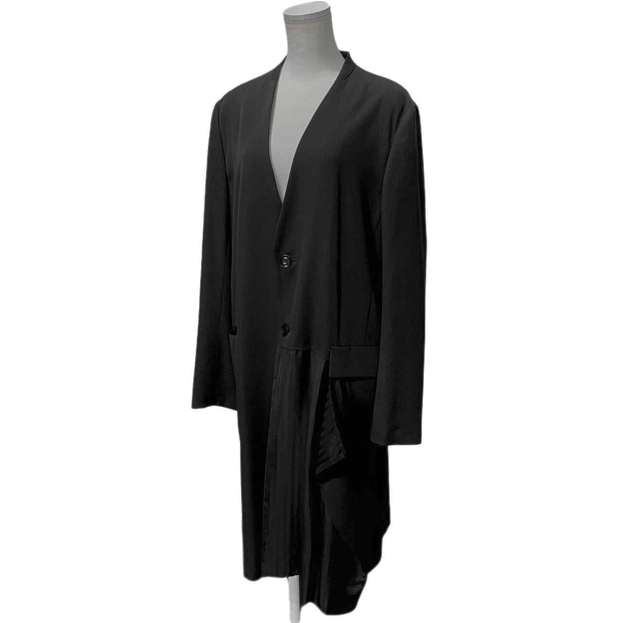 Y's 22AW ウールギャバジンフラシレイヤードノーカラーロングジャケット コート アウター アシンメトリー Yohji Yamamoto Femme ヨウジヤマモトファム ワイズ レディース