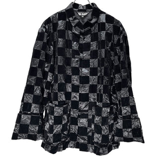 BLACK COMME des GARCONS 23AW フロッキーチェックプリントチャイナシャツ ブラウス トップス ジャケット ブラック コムデギャルソン メンズ レディース ユニセックス