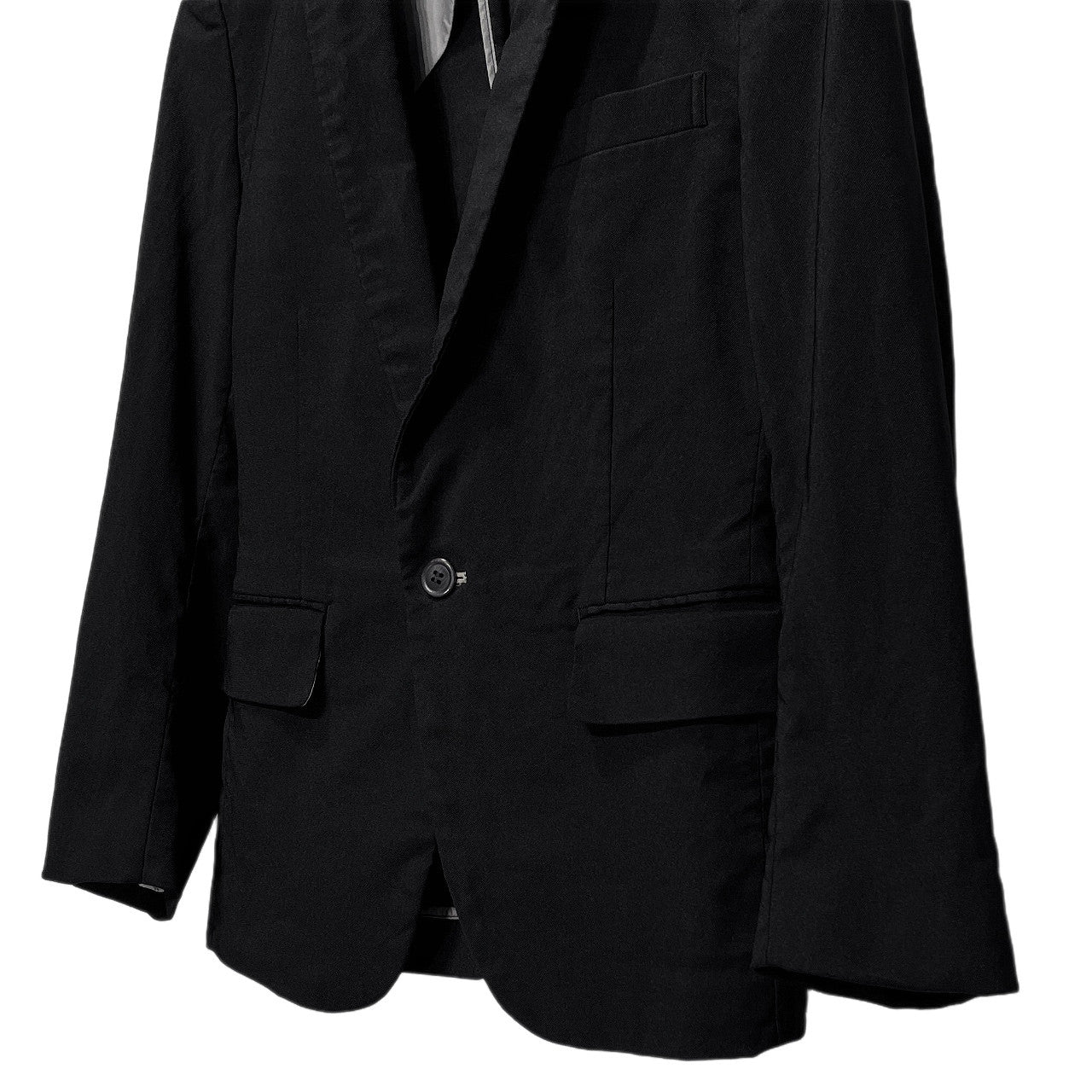 COMME des GARCONS HOMME PLUS 08SS ストレッチナイロンツイル製品染めナローピークドラペル1Bテーラードジャケット ブレザー アウター Archive Super Imposition スーパーインポジション コムデギャルソンオムプリュス メンズ