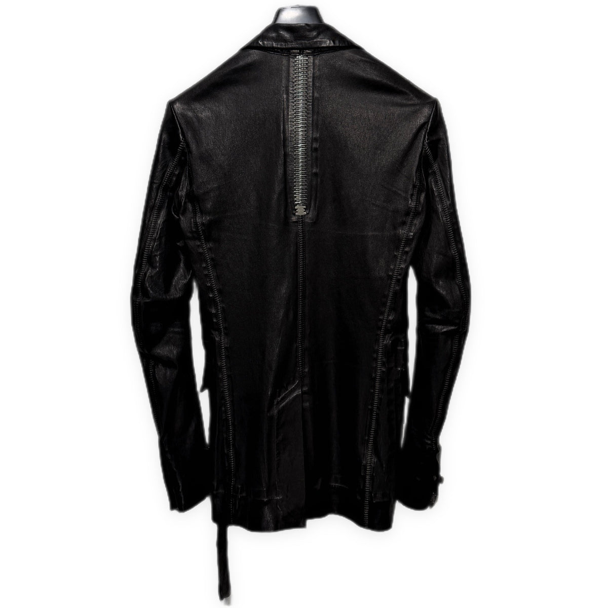 ISAAC SELLAM 25SS PIONNIER STRETCH LEATHER JACKET ラムレザーバックステープルオーバーロックシームテープテーラードジャケット PSLCBL-NOIR アイザックセラム メンズ