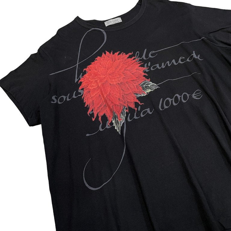 Yohji Yamamoto Pour Homme 22SS ダリアメッセージプリントカットソー Tシャツ Tee T-shirt 花 フラワー トップス 半袖 Archive ヨウジヤマモトプールオム メンズ