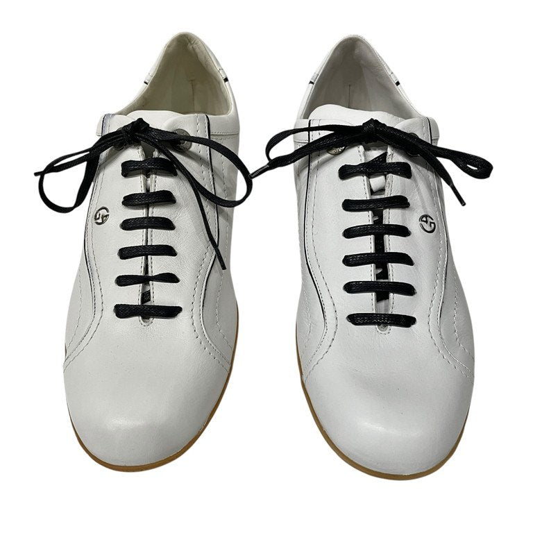 GIORGIO ARMANI カーフレザードライビングシューズ レースアップローカットスニーカー ロゴ 靴 クツ ジョルジオアルマーニ メンズ