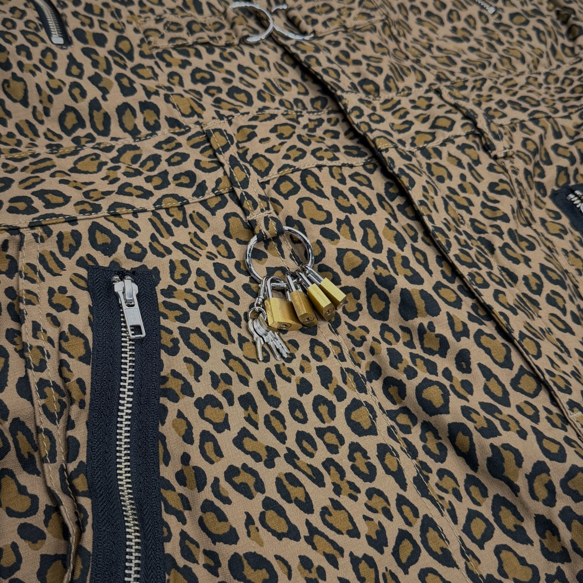 KIDILL PADLOCK JUMPSUIT レオパードジップデザインパドロックジャンプスーツ オールインワン つなぎ Ho99o9 ヒョウ柄 総柄 パッチ KL918 定価154,000円 キディル メンズ