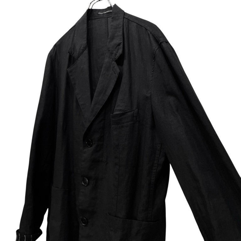 Y's for men 袖ポケット裏地ストライプリネン3ボタンテーラードジャケット ブレザー ブルゾン コート アウター Archive Yohji Yamamoto Pour Homme ヨウジヤマモトプールオム ワイズフォーメン メンズ