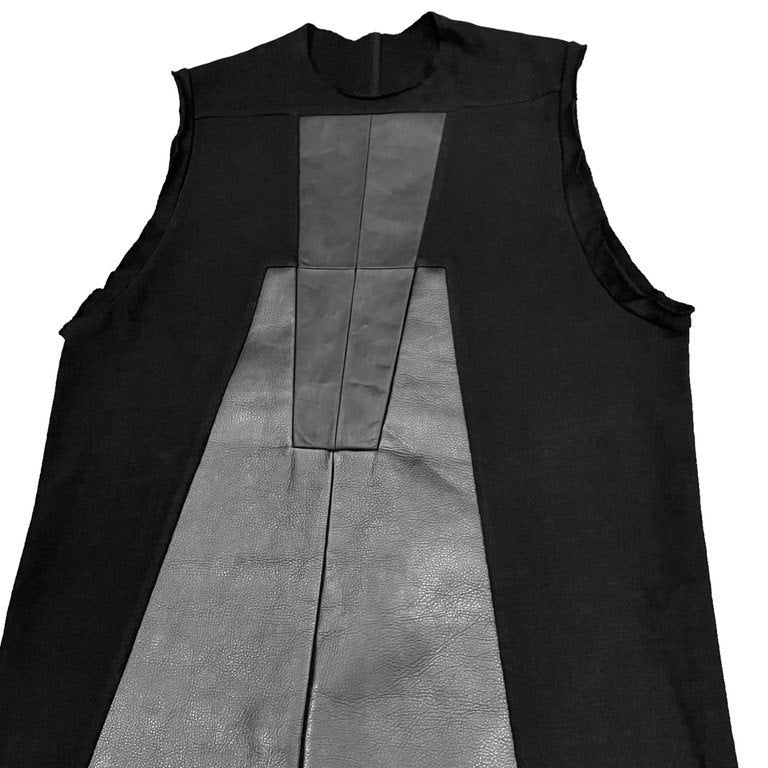 Rick Owens 23AW LUXOR TOP ルクソールトップ コットンレザー切替カットオフノースリーブベスト カットソー Tシャツ トップス シャツ ジャケット コート アウター RR02C7103BGCOL1 定価173,800円