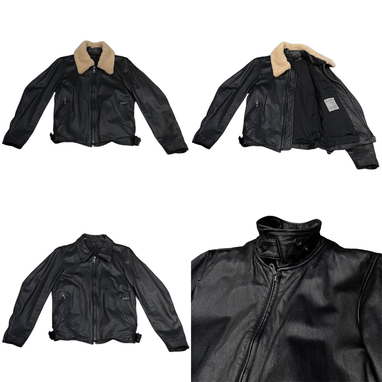 Yohji Yamamoto Pour Homme 10AW 襟ボアホースレザージャケット ライダース ririジップ ファー ブルゾン コート アウター Archive THE MEN 4.1 2010 TOKYO ヨウジヤマモトプールオム メンズ