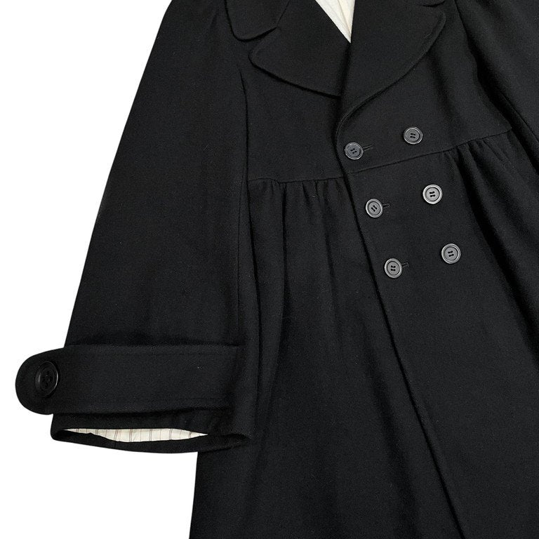 LIMI feu ウールメルトンボリュームギャザーダブルブレストロングコート ジャケット ブルゾン アウター Yohji Yamamoto Femme リミフゥ ヨウジヤマモト レディース