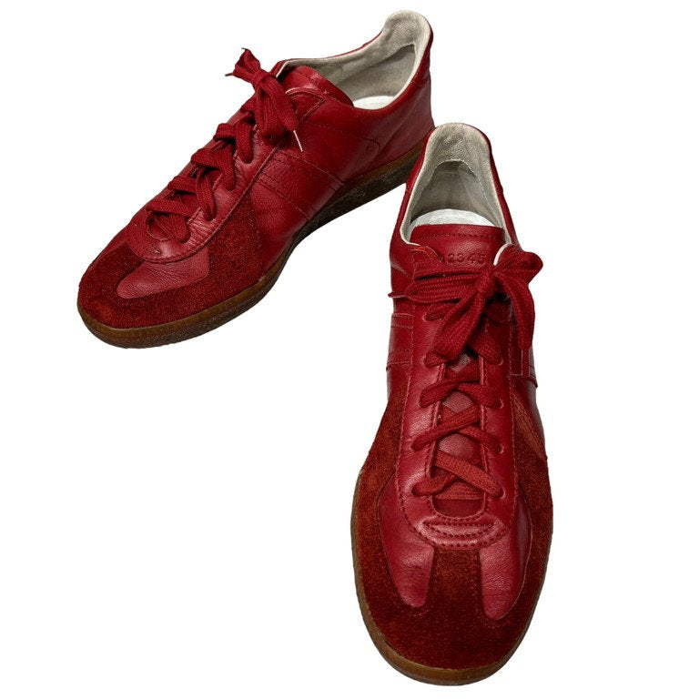 Maison Martin Margiela 22 カーフレザースエード切替ローカットジャーマントレーナー スニーカー レースアップシューズ Archive BW-Sport 靴 クツ 43 28cm 赤 レッド メゾンマルタンマルジェラ メンズ