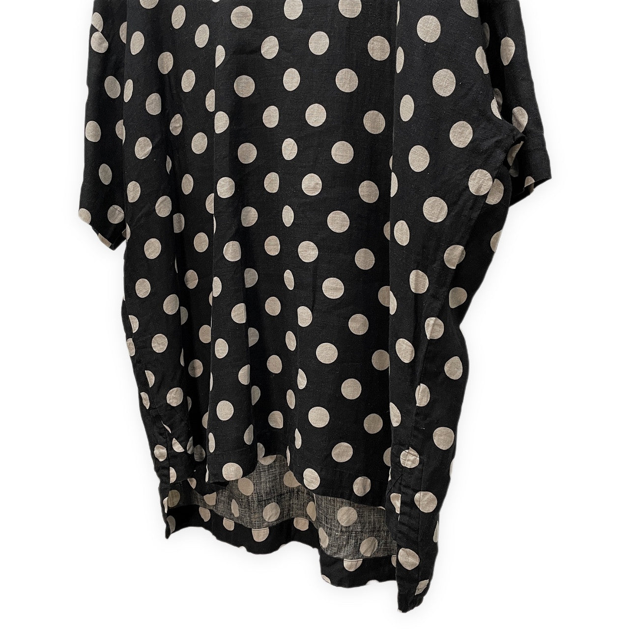 vital リネンドットプルオーバーチュニックシャツ ノーカラー スキッパー ブラウス 水玉 総柄 半袖 トップス バイタル メンズ