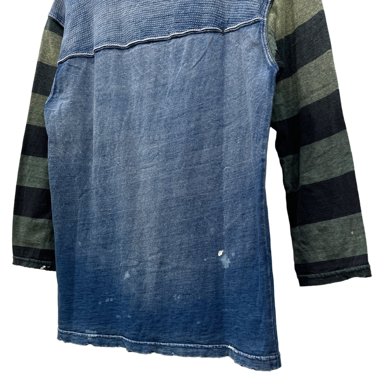 KAPITAL 襤褸ナンバリングダメージリペア加工7分丈フットボールTシャツ カットソー トップス Tee T-shirt Archive ボーダー キャピタル カントリー メンズ レディース ユニセックス