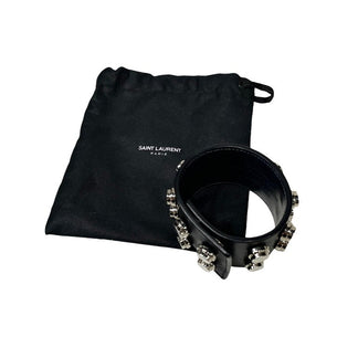SAINT LAURENT PARIS カーフレザーダブルスパイクスタッズブレスレット バングル 2連 アクセサリー サンローランパリ メンズ レディース ユニセックス