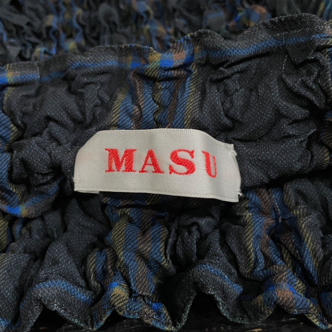 MASU POPCORN BAG プリーツ加工チェック柄ショルダーバッグ 鞄 カバン 服飾小物 エムエーエスユー メンズ レディース ユニセックス