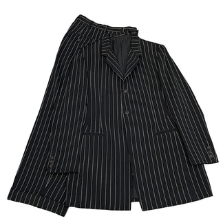 Yohji Yamamoto Femme 93AW ストライプセットアップスーツ Archive 90s 脱色期 テーラードジャケット パンツ ブルゾン アウター ボトムス ヨウジヤマモトファム レディース