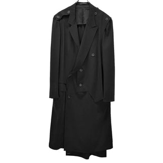 Yohji Yamamoto Pour Homme 21SS トリアセテートポリエステルマルチボタンフラシロングジャケット コート