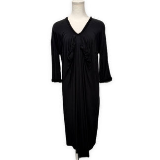 LANVIN 08AW レーヨンシルクギャザードレープロングワンピース 七分袖 トップス Archive Alber Elbaz アルベールエルバス ランバン レディース