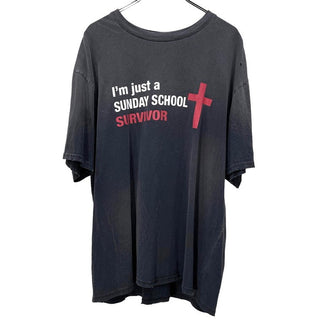 PROJECT G/R SUNDAY SCHOOL WASHED T-SHIRT ダメージ加工プリントオーバーサイズクルーネックTシャツ カットソー Tee プロジェクトジーアール メンズ