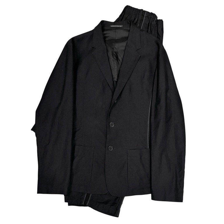 Yohji Yamamoto Pour Homme 16SS コットンギャバジンパイピングストライプセットアップスーツ LOOK1 縦線 切替 Archive テーラードジャケット サルエルパンツ ヨウジヤマモトプールオム メンズ