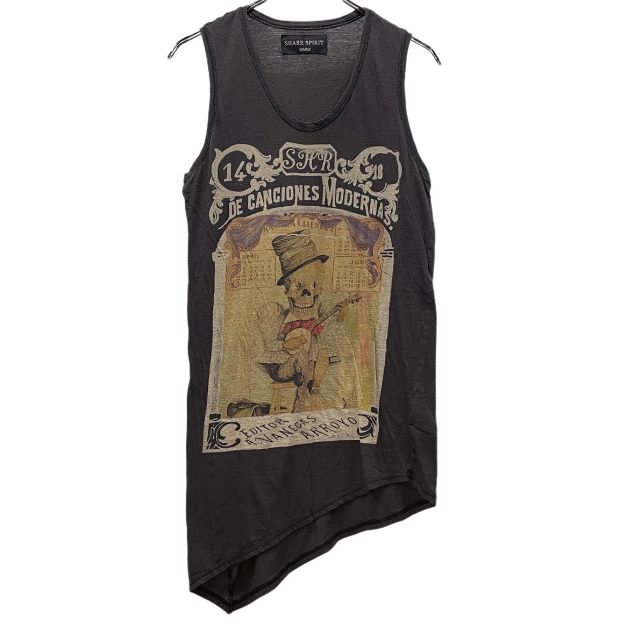 SHARE SPIRIT スカルプリントタンクトップ ノースリーブカットソー Tシャツ tee T-shirt トップス Y2K シェアスピリット メンズ