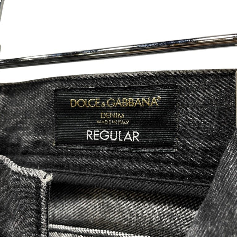 DOLCE&GABBANA DENIM REGULAR レギュラーフィットブラックデニムダメージ加工テーパードパンツ ジーンズ D&G ボトムス ドルチェアンドガッバーナ メンズ
