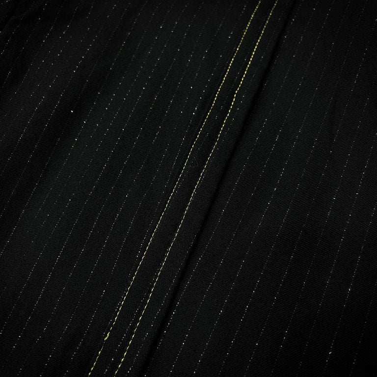 BLACK COMME des GARCONS 19SS 金糸ステッチ銀ラメピンストライプ3Bテーラードジャケット ブレザー スタンドカラー ブルゾン コート アウター ブラック コムデギャルソン メンズ レディース ユニセックス