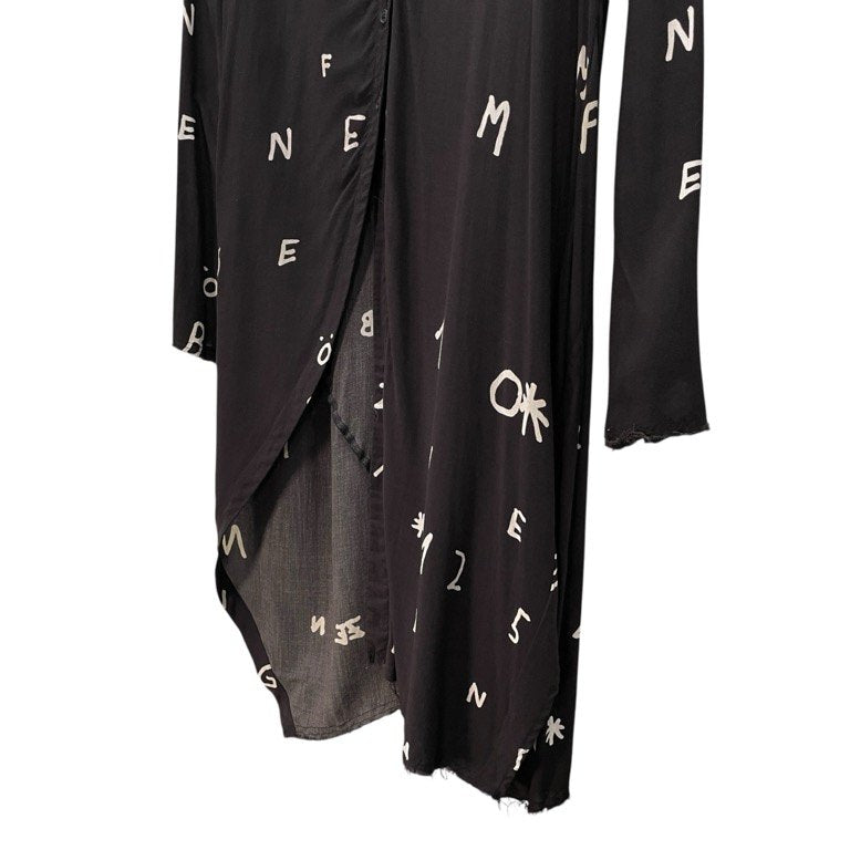 PAL OFFNER 18AW レーヨン抜染英字ナンバリングプリントカットオフロングシャツ ブラウス トップス アウター 総柄 パルオフナー メンズ レディース ユニセックス