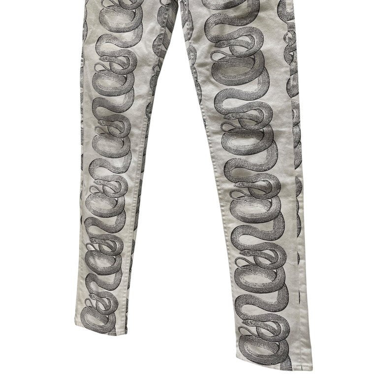 HYSTERIC GLAMOUR SNAKE LOOP スネークループプリントストレッチホワイトスキニーパンツ KINKY ウミヘビ Archive 28 ボトムス ヒステリックグラマー メンズ レディース ユニセックス
