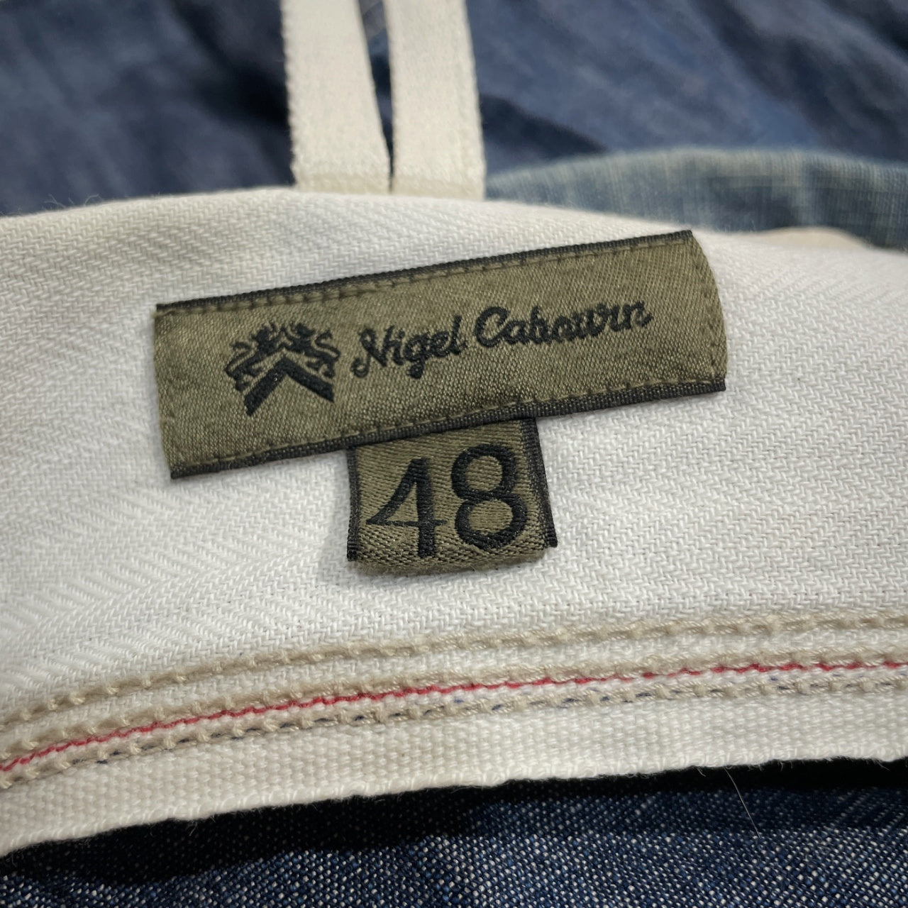 Nigel Cabourn コットンリネンデニムダブルポケットエポレット空環シャツ ブラウス トップス ナイジェルケーボン メンズ