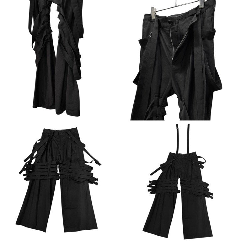 LIMI feu 19AW ツイルサスペンダー多連ベルトボンテージパンツ ボトムス Archive Yohji Yamamoto リミフゥ ヨウジヤマモト レディース メンズ ユニセックス