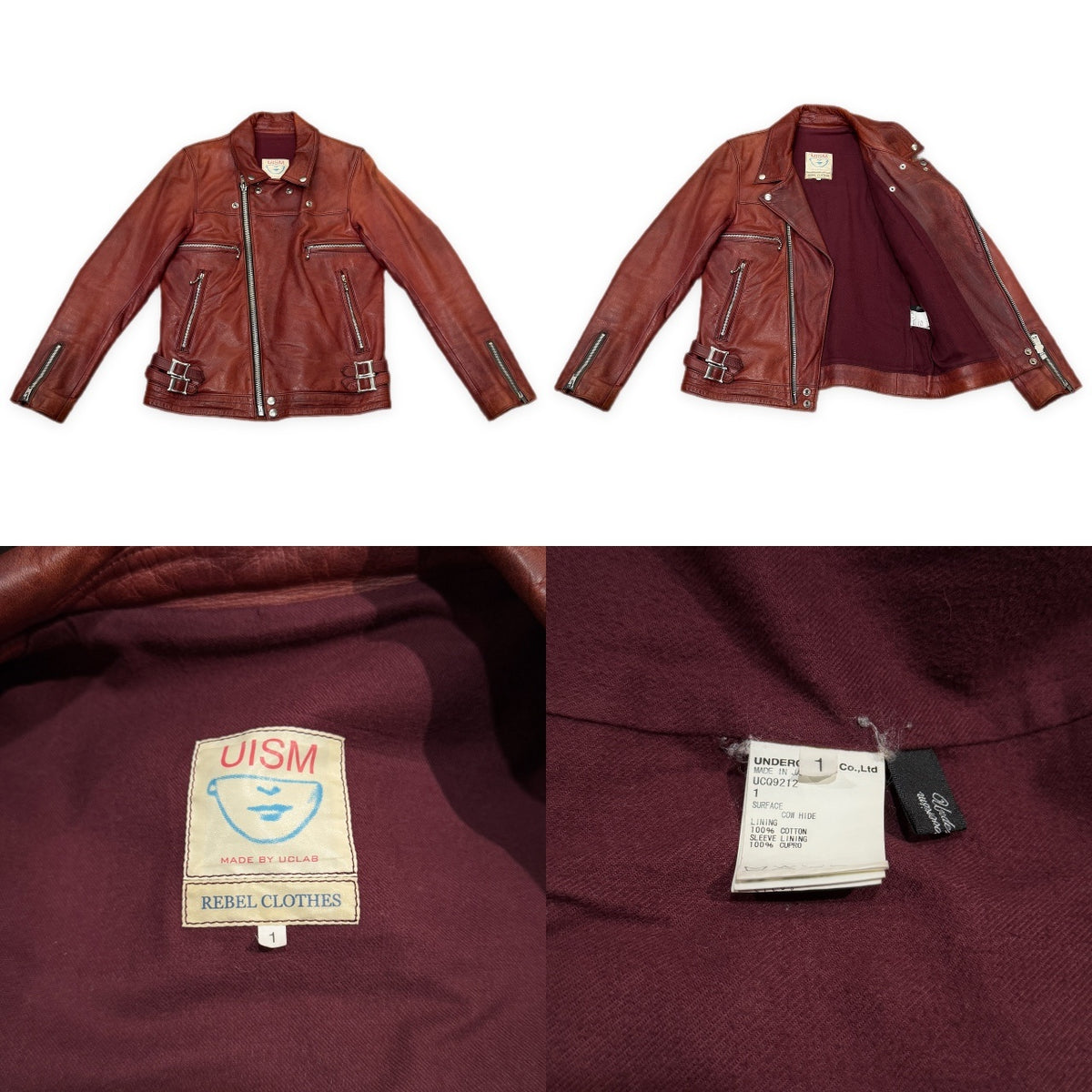 UNDERCOVERISM カウハイドレザーダブルライダースジャケット Archive ブルゾン コート アウター UK UCQ9212 UNDERCOVER アンダーカバー アンダーカバイズム メンズ