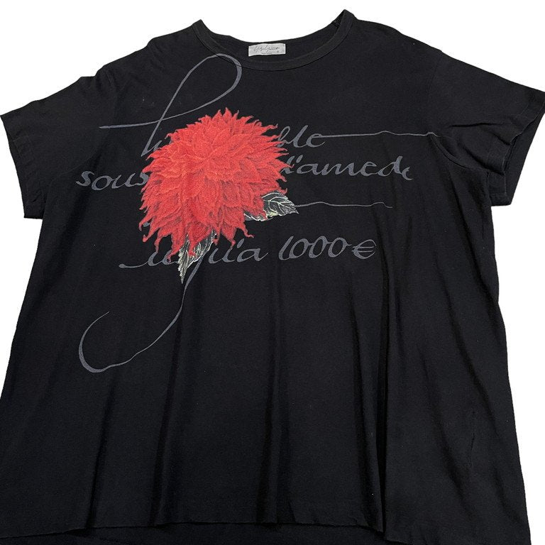 Yohji Yamamoto Pour Homme 22SS ダリアメッセージプリントカットソー Tシャツ Tee T-shirt 花 フラワー トップス 半袖 Archive ヨウジヤマモトプールオム メンズ