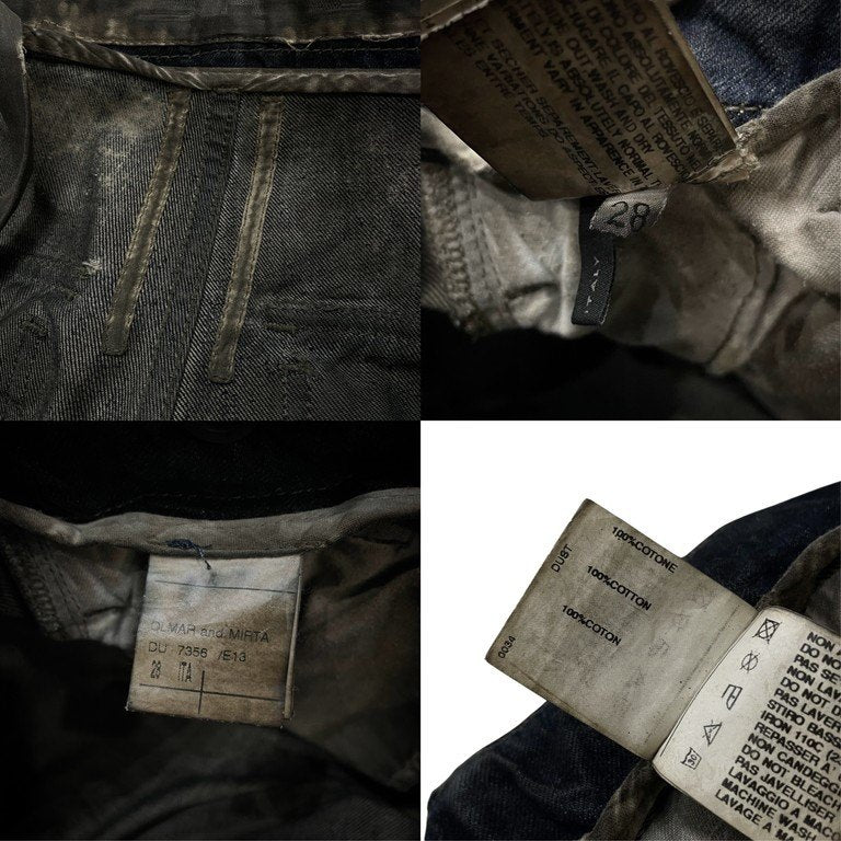 Rick Owens DRKSHDW AIRCUT JEANS DENIM PANTS エアカットジーンズ ダストコーティングジップデザインデニムパンツ Archive 00s 初期 レア 希少 OLMAR and MIRTA ダメージ加工 レイヤード リックオウエンス ダークシャドウ メンズ