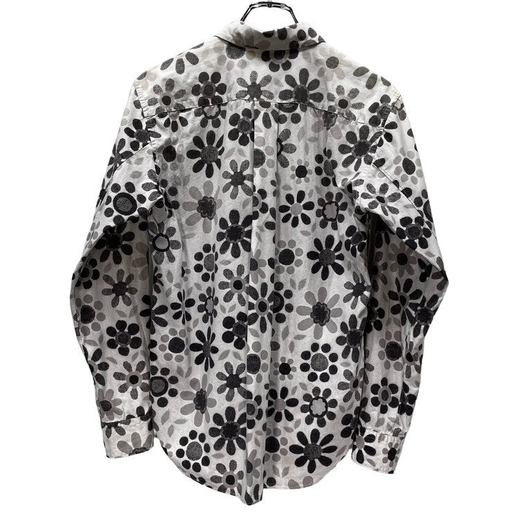 BLACK COMME des GARCONS 12SS コットンブロードチェック花柄切替レギュラーカラーシャツ 総柄 フラワー