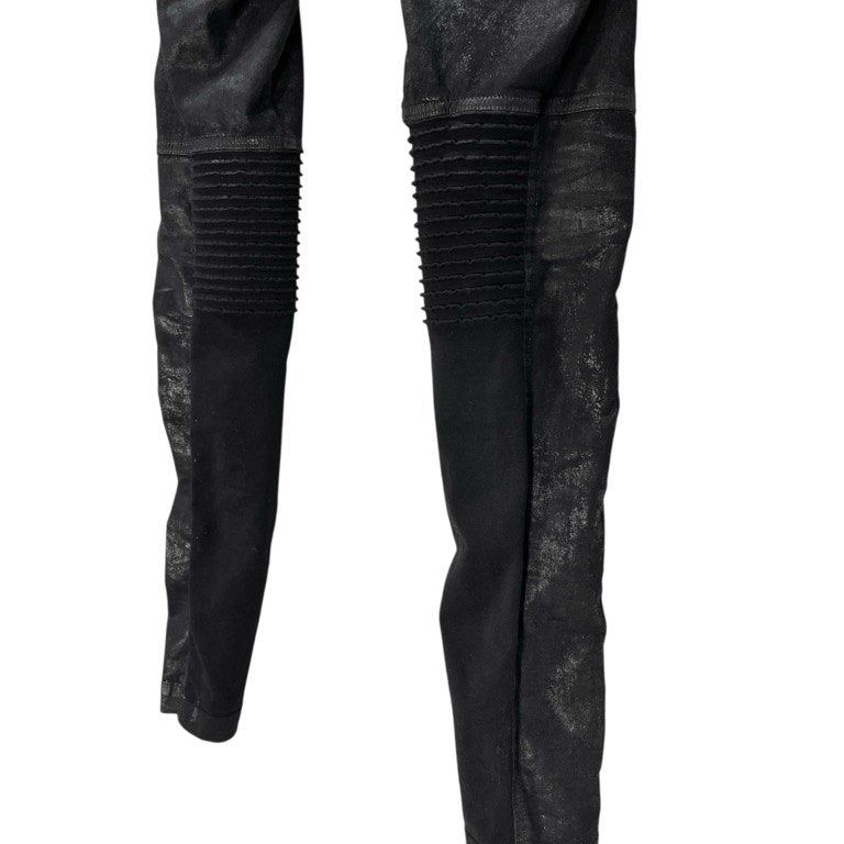 Rick Owens DRKSHDW 15SS コーティングストレッチコットンメンフィスカットバイカーパンツ BLACK SCRUB 蛇腹 ボトムス メンズ